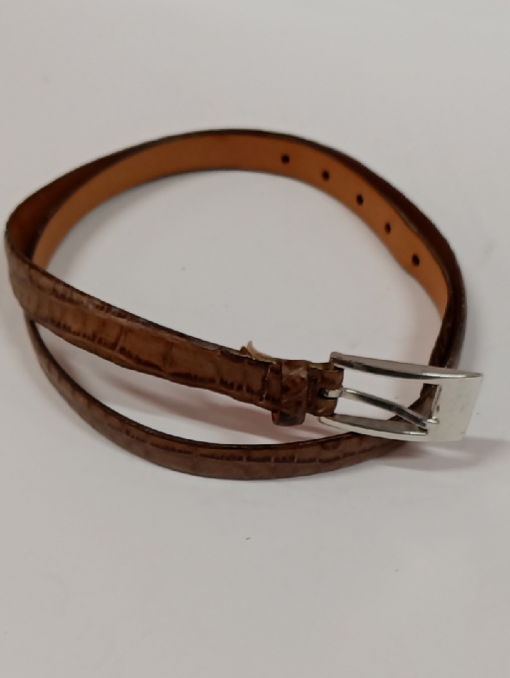 Martin Dingman 3/4" Mock Brown Reptile Belt Size XL Silvertone Buckle